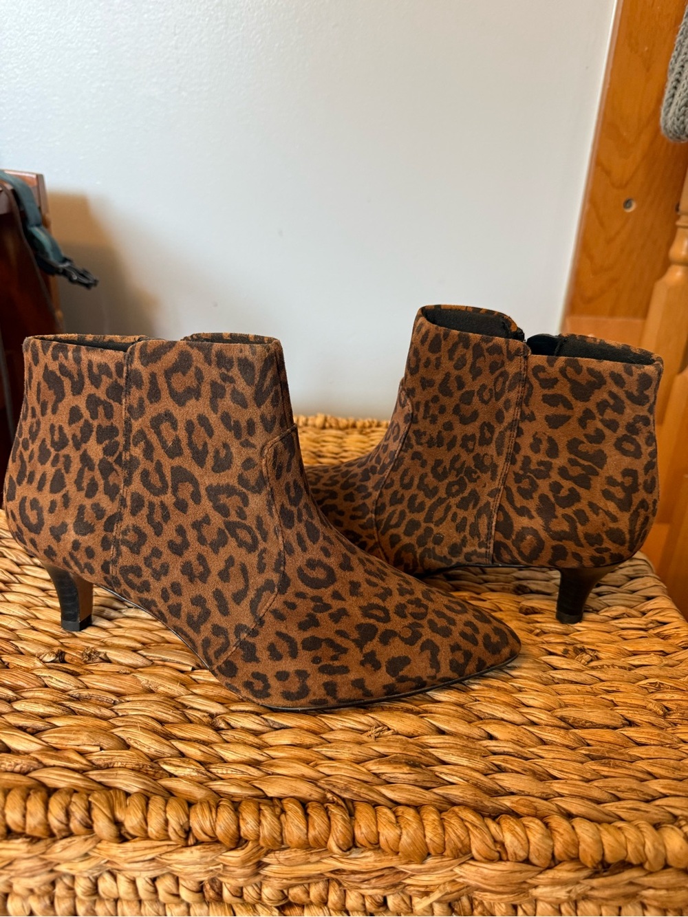 Clarks Collection Heeled Booties - Linvale Judith In Leopard Suede 6W